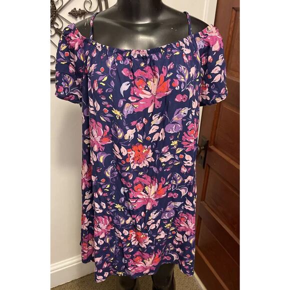 2X Grayson Threads Floral Multi-Color Off Shoulder Adjustable Strap Womens Top - Picture 2 of 11